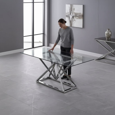 Designer Esszimmer Moderner Glastisch Edelstahltische Edelstahlgestell