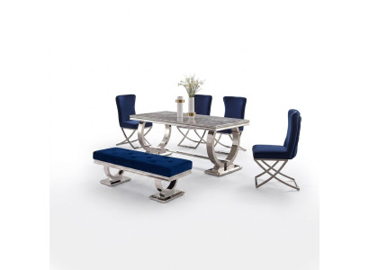 Designer Rechteckiger Esstisch Esszimmer Möbel Luxus Edelstahltische