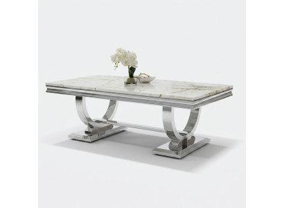 Moderner Grauer Couchtisch Edelstahltisch Wohnzimmer Tische Luxus Design