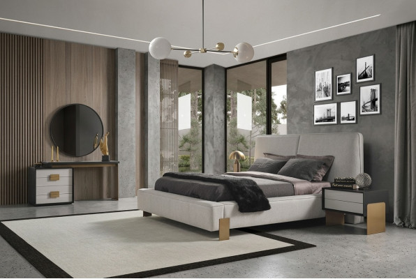 Schlafzimmer Set Bett 2x Nachttische Schminktisch Luxus neu 5tlg