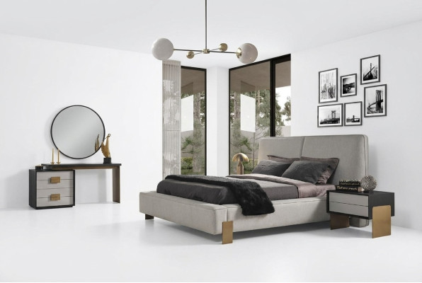 Schlafzimmer Set Bett 2x Nachttische Schminktisch Luxus neu 5tlg