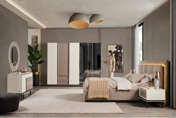 Schlafzimmer Set Bett 2xNachttische Schminktisch Luxus neu 6tlg Design