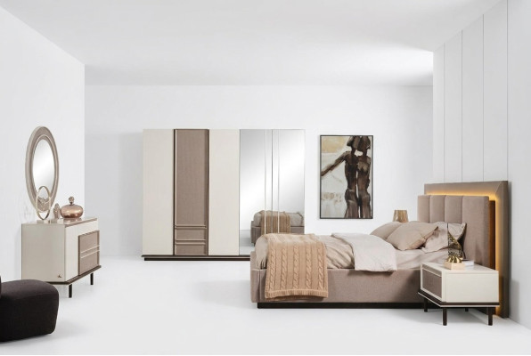 Schlafzimmer Set Bett 2xNachttische Schminktisch Luxus neu 6tlg Design