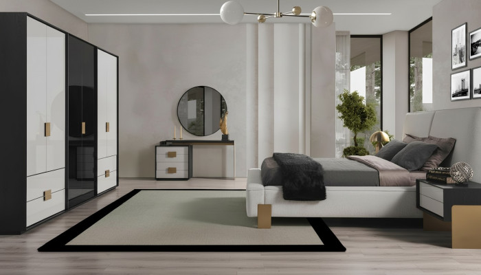 Modernes Schlafzimmer Set Doppelbett 2x Nachttische Schminktisch 6tlg