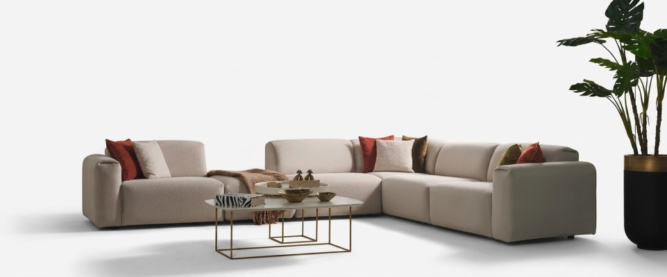Beiges Wohnzimmer Sofa Designer Ecksofa L-Form Luxus Couch Polstermöbel