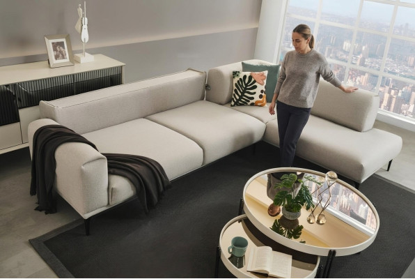 Weißes Ecksofa L-Form Designer Couch Polstersofas Wohnzimmer Möbel Neu