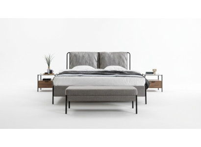 Exklusives Schlafzimmer Doppelbett Metallgestell Moderne Bank Luxus Möbel