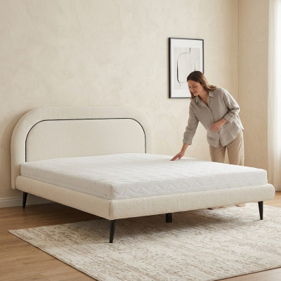 Schlafzimmer Möbel Weißes Bett Modernes Textilbett Polster Doppelbett