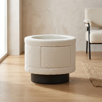 Weißer Nachttisch Schlafzimmer Möbel Holzgestell Designer Glasplatte