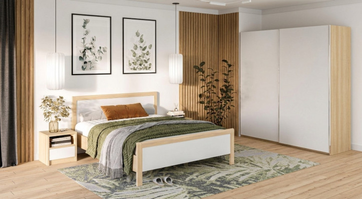 Weiße Schlafzimmer Möbel Luxus Bett Nachttische Großer Kleiderschrank