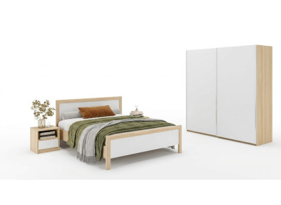 Weiße Schlafzimmer Möbel Luxus Bett Nachttische Großer Kleiderschrank