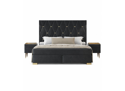 Designer Graue Schlafzimmer Garnitur Edelstahl Doppelbett Nachttische