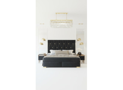 Schwarze Schlafzimmer Garnitur Doppelbett 2x Luxus Nachttische 3tlg Set