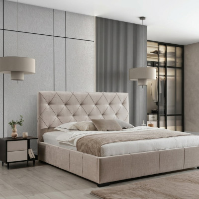 Luxuriöses Polsterbett Hohes Kopfteil Schlafzimmer Einrichtung