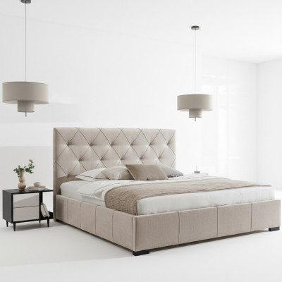 Luxuriöses Polsterbett Hohes Kopfteil Schlafzimmer Einrichtung