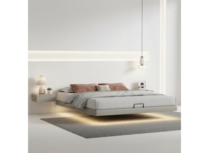 Graues Schlafzimmer Wandbett Designer Betten Luxus Holz Doppelbetten