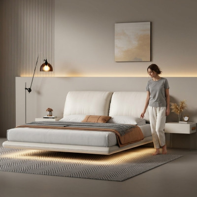 Weißes Wandbett Schlafzimmer Designer Holzgestell Möbel Doppelbetten
