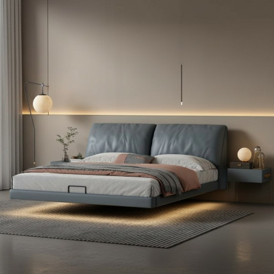 Graues Schlafzimmer Designer Betten Holzgestell Moderne Luxus Möbel