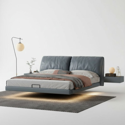 Graues Schlafzimmer Designer Betten Holzgestell Moderne Luxus Möbel