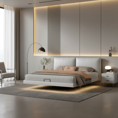 Weißes Schlafzimmer Wandbett Designer Betten Holzgestell Doppelbetten