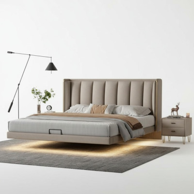 Weißes Schlafzimmer Doppelbett Designer Luxus Möbel Holzgestell Betten