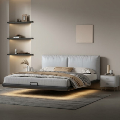 Weißes Schlafzimmer Designer Bett Luxus Betten Leder Doppelbetten Neu