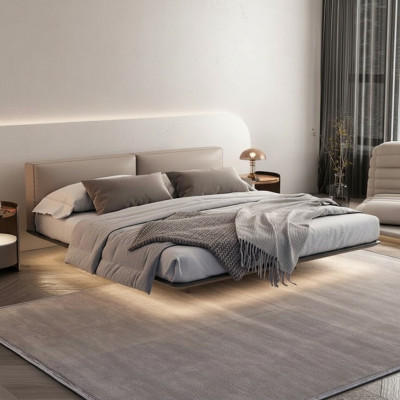 Hellgraues Schlafzimmer Bett Doppelbetten Luxuriöse Betten Holzgestell