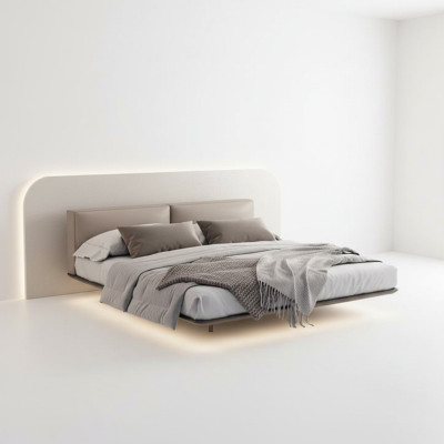 Hellgraues Schlafzimmer Bett Doppelbetten Luxuriöse Betten Holzgestell
