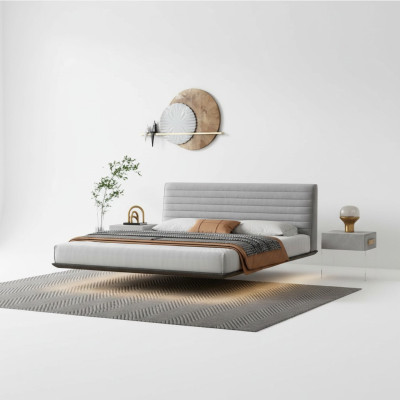 Graues Wandbett Designer Schlafzimmer LED-Betten Moderne Doppelbetten