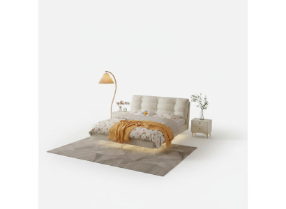 Schlafzimmer Holzgestell Möbel Weißes Doppelbett Lederbetten Textilbetten