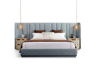 Großes Schlafzimmer Doppelbett Designer Betten Holzgestell Polsterbett