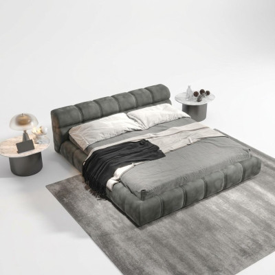 Niedriges Graues Schlafzimmer Bett Designer Doppelbett Moderner Stil