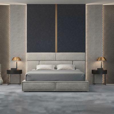 Graues Doppelbett Design Betten Schlafzimmer Möbel Lederbett Holzgestell