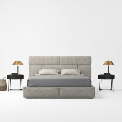 Graues Doppelbett Design Betten Schlafzimmer Möbel Lederbett Holzgestell