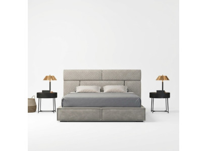 Graues Doppelbett Design Betten Schlafzimmer Möbel Lederbett Holzgestell