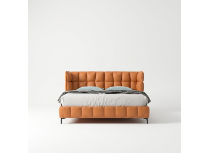 Oranges Doppelbett Schlafzimmer Möbel Textilbetten Holzgestell Stilvoll