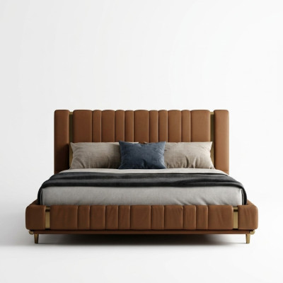 Braunes Doppelbett Luxus Schlafzimmer Bett Moderne Betten Holzgestell