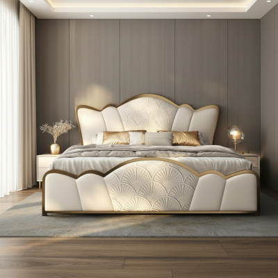 Schlafzimmer Möbell Stilvolles Weißes Doppelbett Moderne Lederbetten