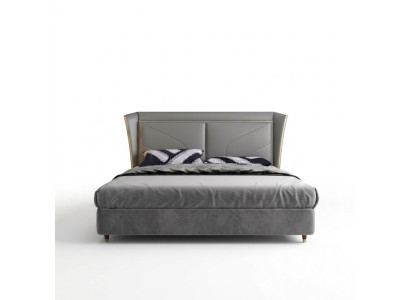 Graues Schlafzimmer Doppelbett Designer Betten Holzgestell Lederbetten