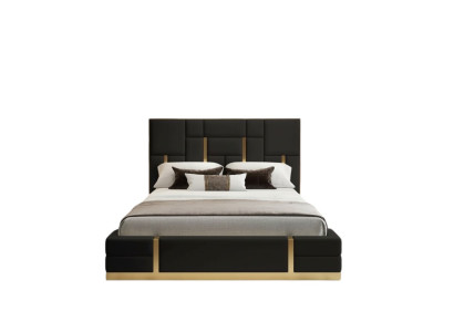 Schwarzer Schlafzimmer Bett Designer Holz Doppelbett Luxus Edelstahlbett