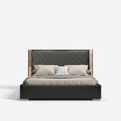 Schlafzimmer Betten Graues Lederbett Moderne Möbel Holzgestell Betten
