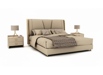 Schlafzimmer Designer Beiges Bett Doppelbetten LED-Betten Lederbetten