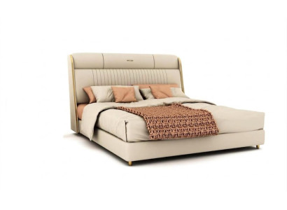 Beiges Textilbett Stilvolle Schlafzimmer Möbel Designer Doppelbetten