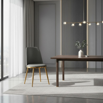 Grauer Esszimmerstuhl 1-Sitzer Designer Lehnstühle Moderner Einsitzer