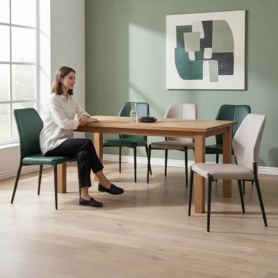 Grüner Designer Lederstuhl Moderne Esszimmerstühle Küchen Sitzmöbel Neu