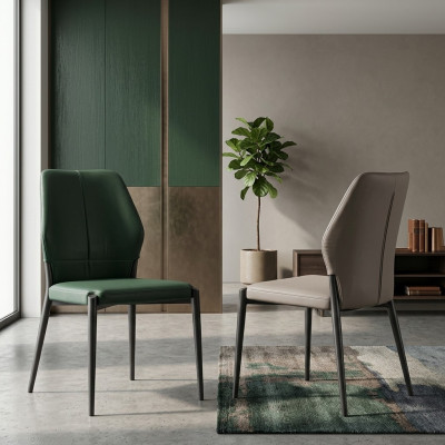 Grüner Designer Lederstuhl Moderne Esszimmerstühle Küchen Sitzmöbel Neu