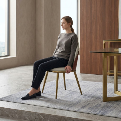 Weiß-Goldener Stuhl Stilvoller EInsitzer Polsterstühle Edelstahlstühle