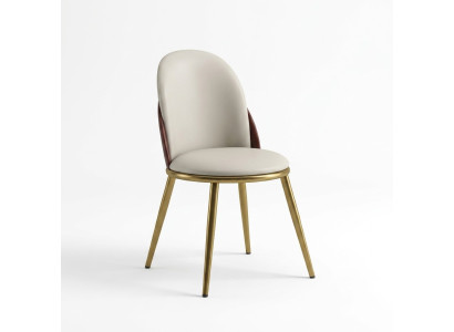 Weiß-Goldener Stuhl Stilvoller EInsitzer Polsterstühle Edelstahlstühle