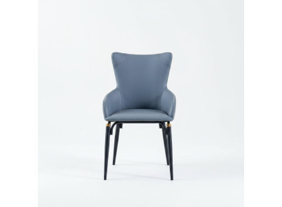 Blauer Esszimmer Stuhl Polster Moderner Einsitzer Designer Lederstuhl
