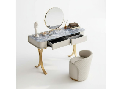 Schlafzimmer Beiger Schminktisch Designer Kosmetiktisch 2x Schubladen